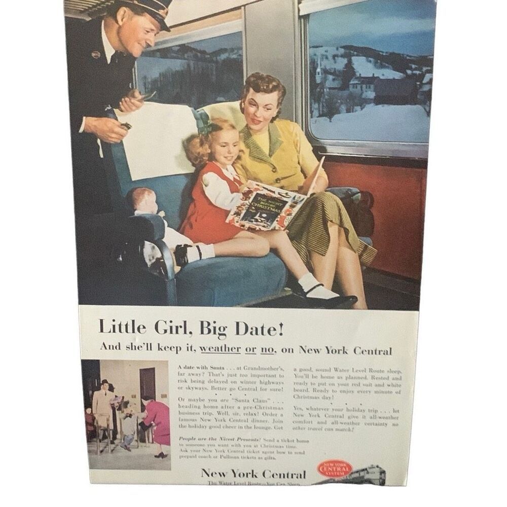 Vintage 1952 New York Central Little Girl Big Date Ad Advertisement